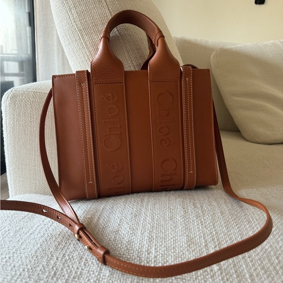 Chloe Woody Tote in Caramel Leather - Picture 8 of 11